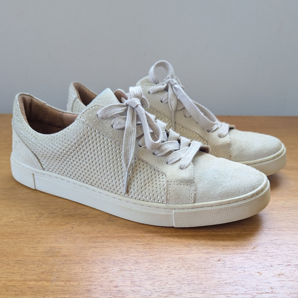 Frye Cream Sand Suede‎ Sneaker Lace Up Neutral